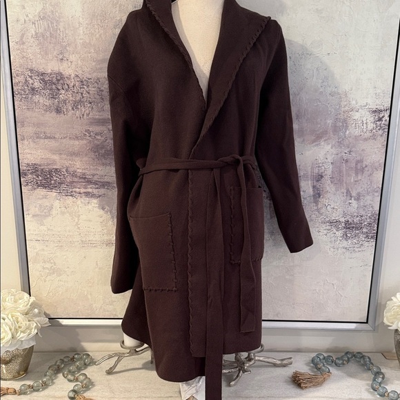 Jackets & Blazers - Elegant Brown Women's Open Sweater Hooded Cardigan